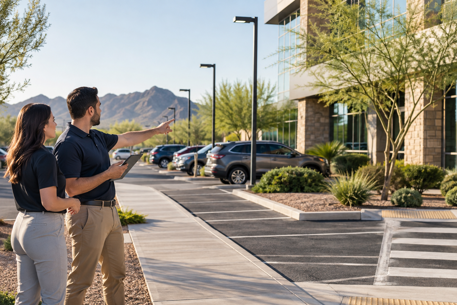 Illustrative property-team parking coordination discussion in Arizona